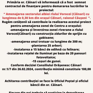 A fost semnat contractul de finanțare a proiectului privind amenajarea sectorului albiei râului Vorocei
