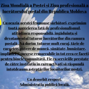 Ziua Mondială a Poștei și Ziua profesională a lucrătorului poştal din Republica Moldova