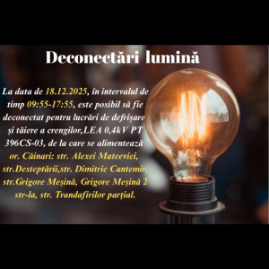 Deconectări de lumină 18.12.2025