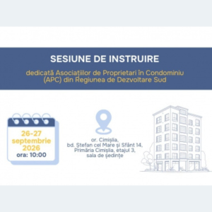 ANUNȚ Sesiune de instruire dedicată Asociațiilor de Proprietari în Condominiu (APC)