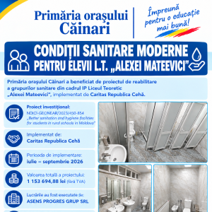 Condiții sanitare moderne pentru elevii L.T. „Alexei Mateevici”